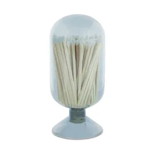 (D) Judaica Glass Bottle Matches Holder with Striker (Blue)
