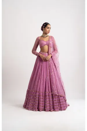 Dark Blush Single Tier Lehenga Set