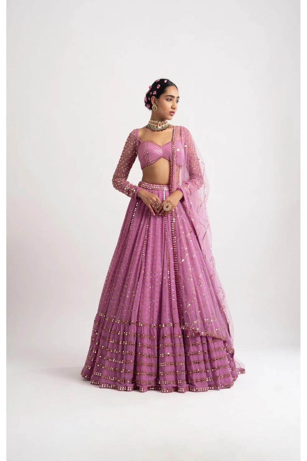Dark Blush Single Tier Lehenga Set