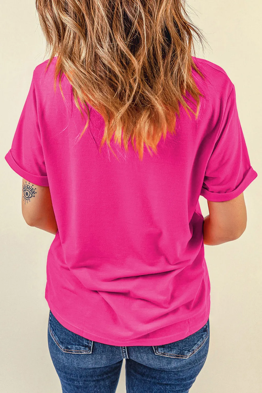 Denna Sequin Bow Round Neck Short Sleeve T-Shirt