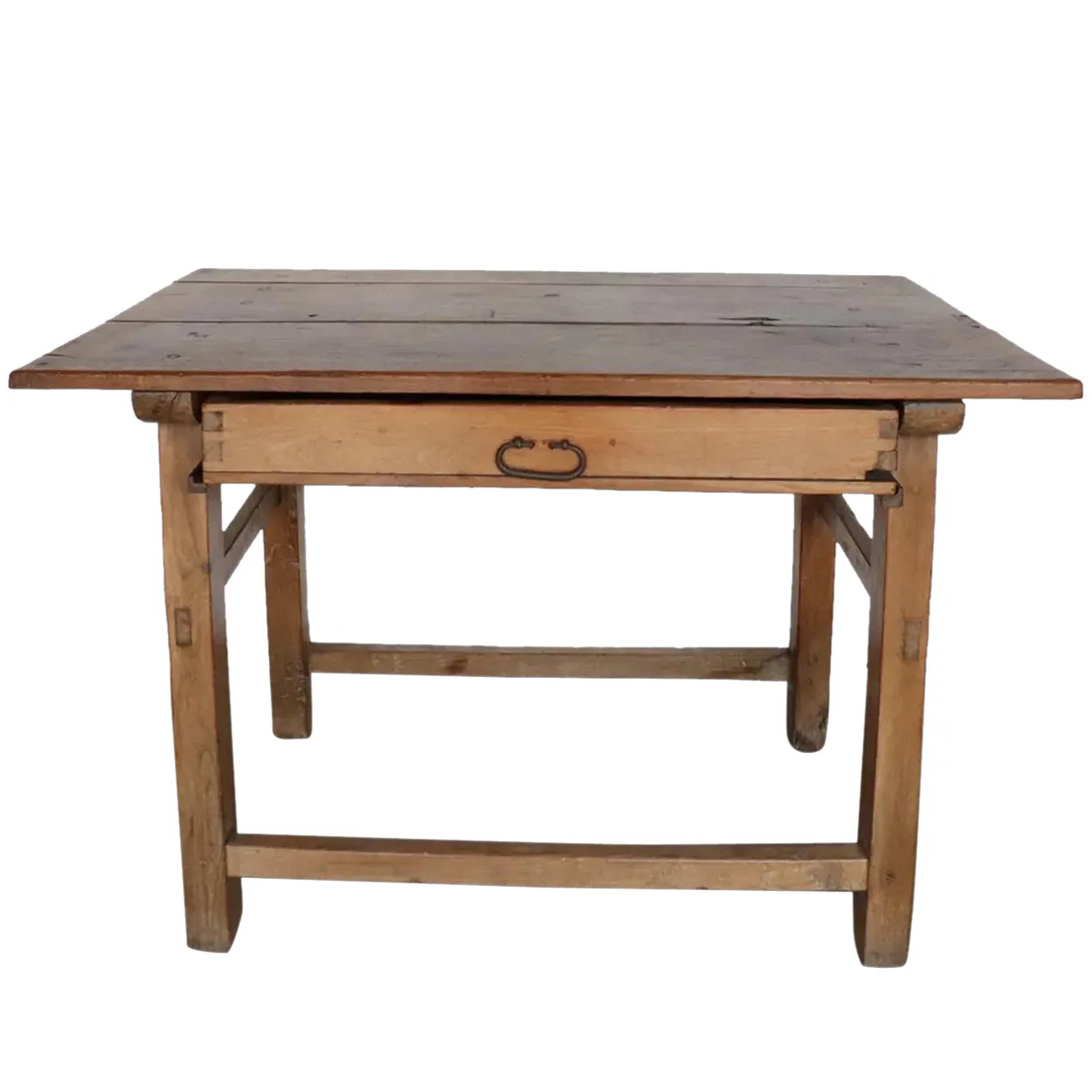 Early Mexican Mesquite One-Drawer Plank Top Work Table