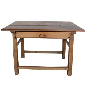 Early Mexican Mesquite One-Drawer Plank Top Work Table