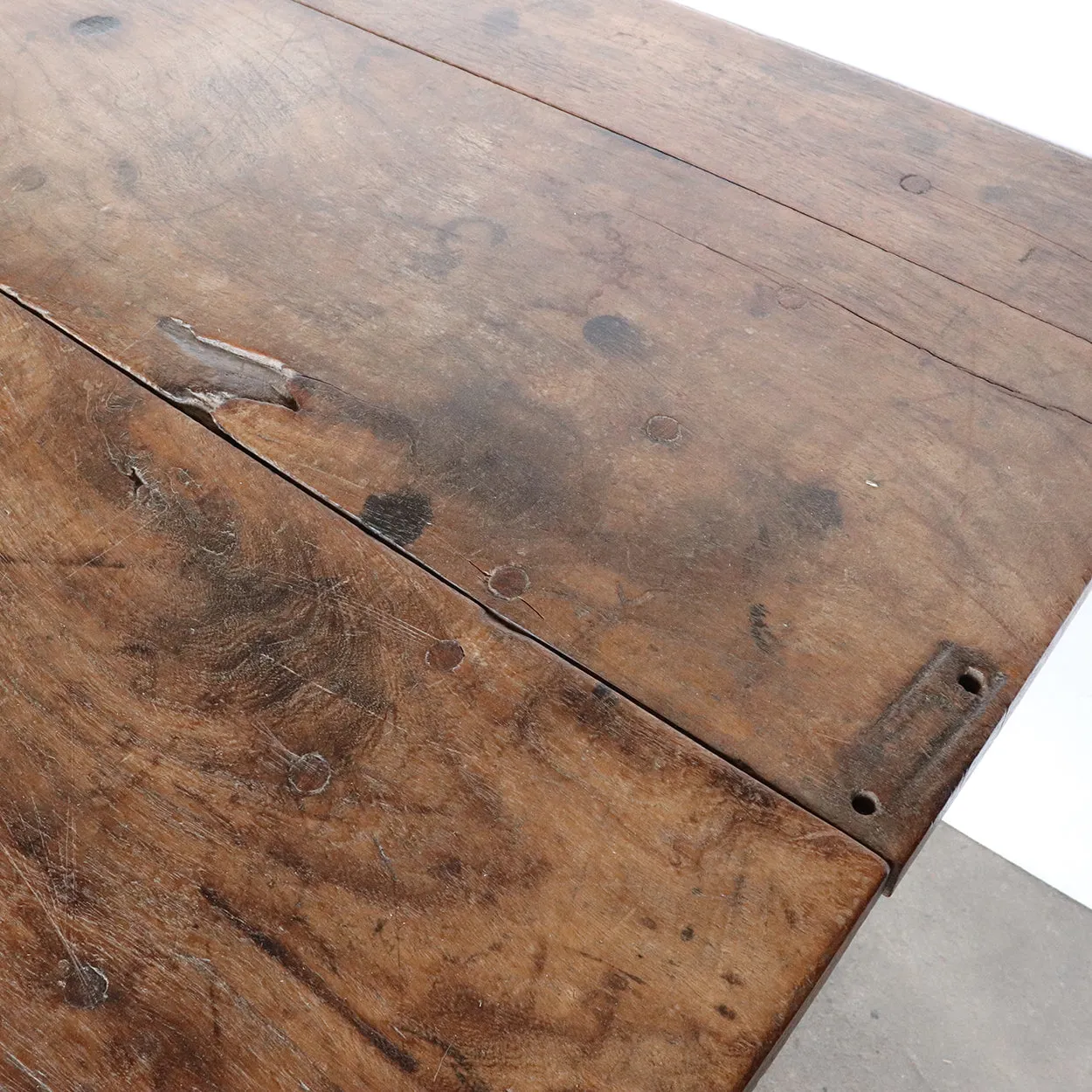 Early Mexican Mesquite One-Drawer Plank Top Work Table
