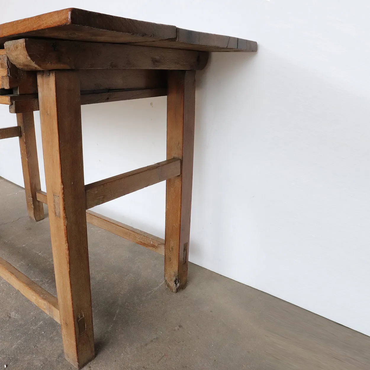 Early Mexican Mesquite One-Drawer Plank Top Work Table