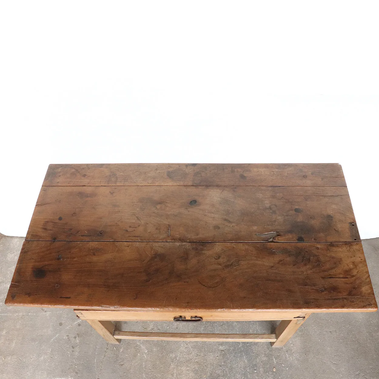 Early Mexican Mesquite One-Drawer Plank Top Work Table