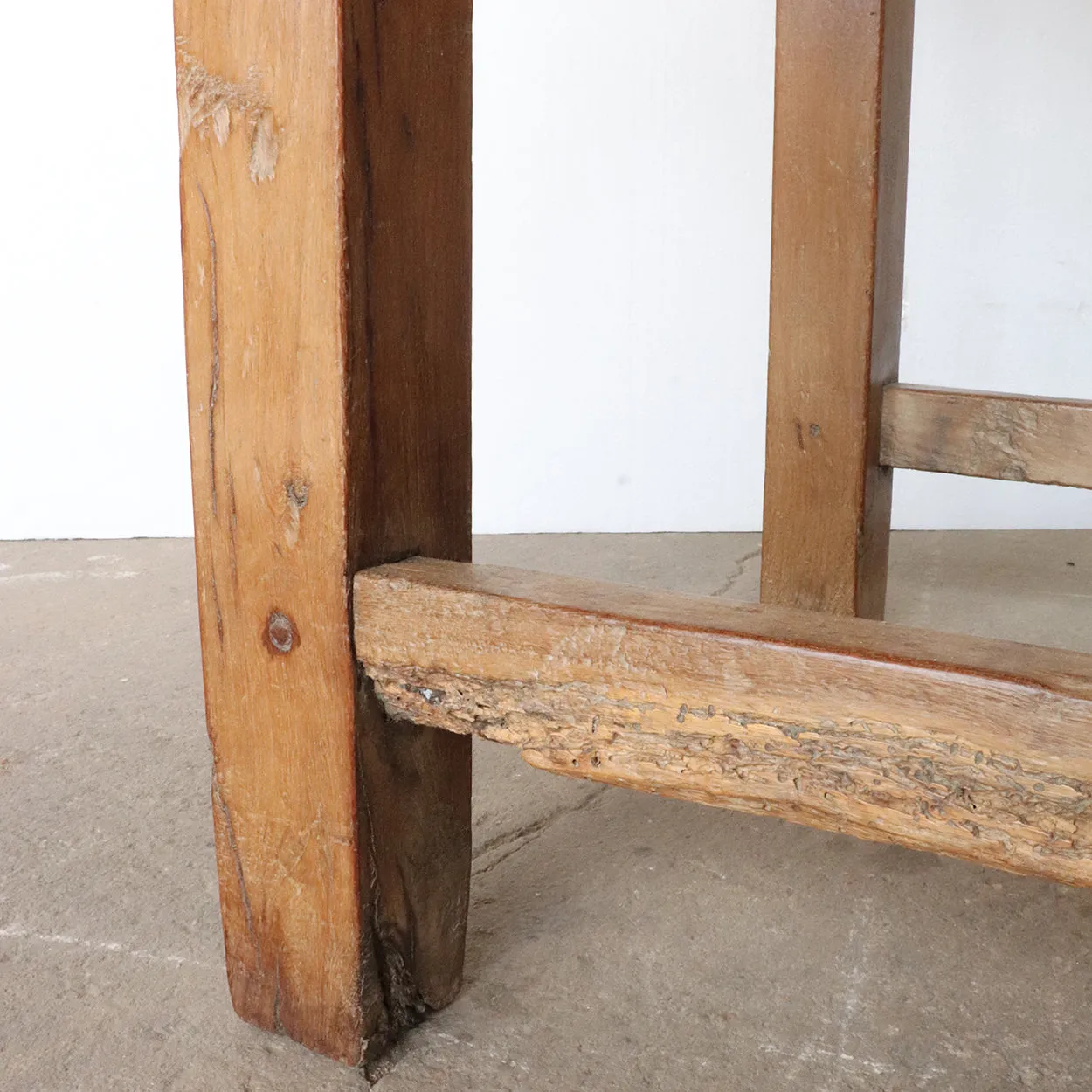Early Mexican Mesquite One-Drawer Plank Top Work Table