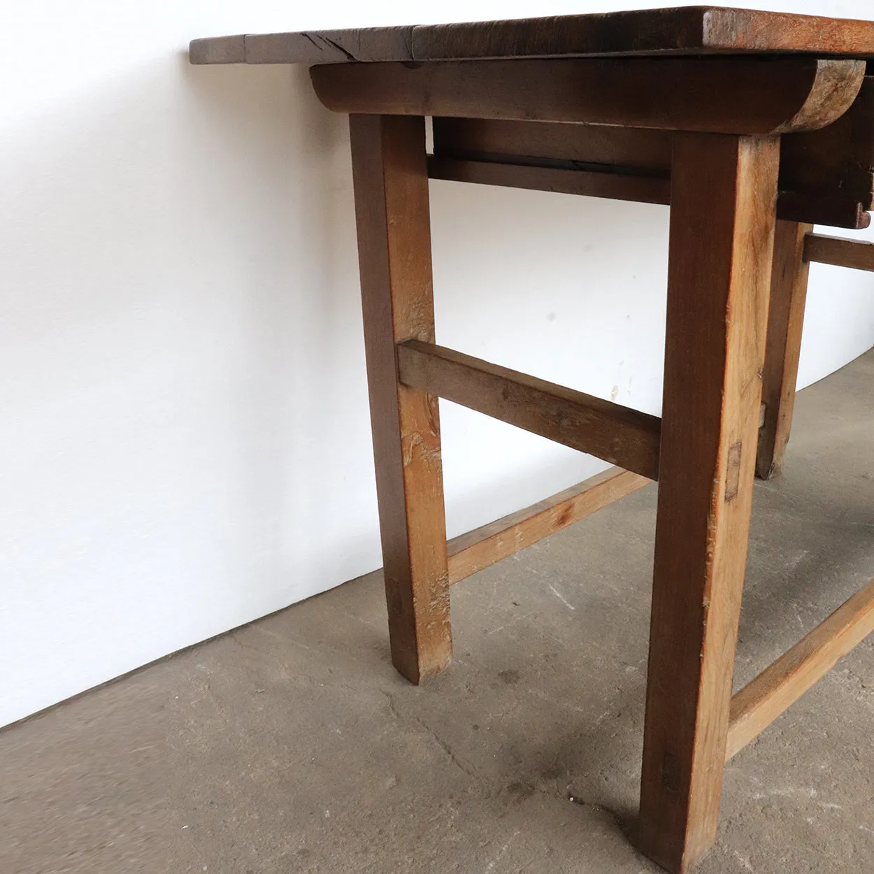 Early Mexican Mesquite One-Drawer Plank Top Work Table