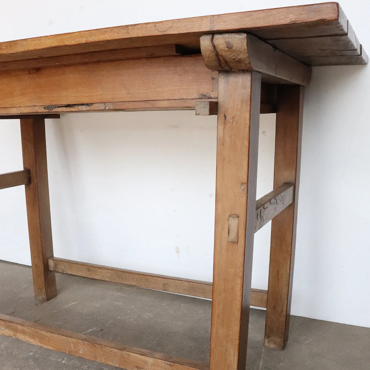 Early Mexican Mesquite One-Drawer Plank Top Work Table