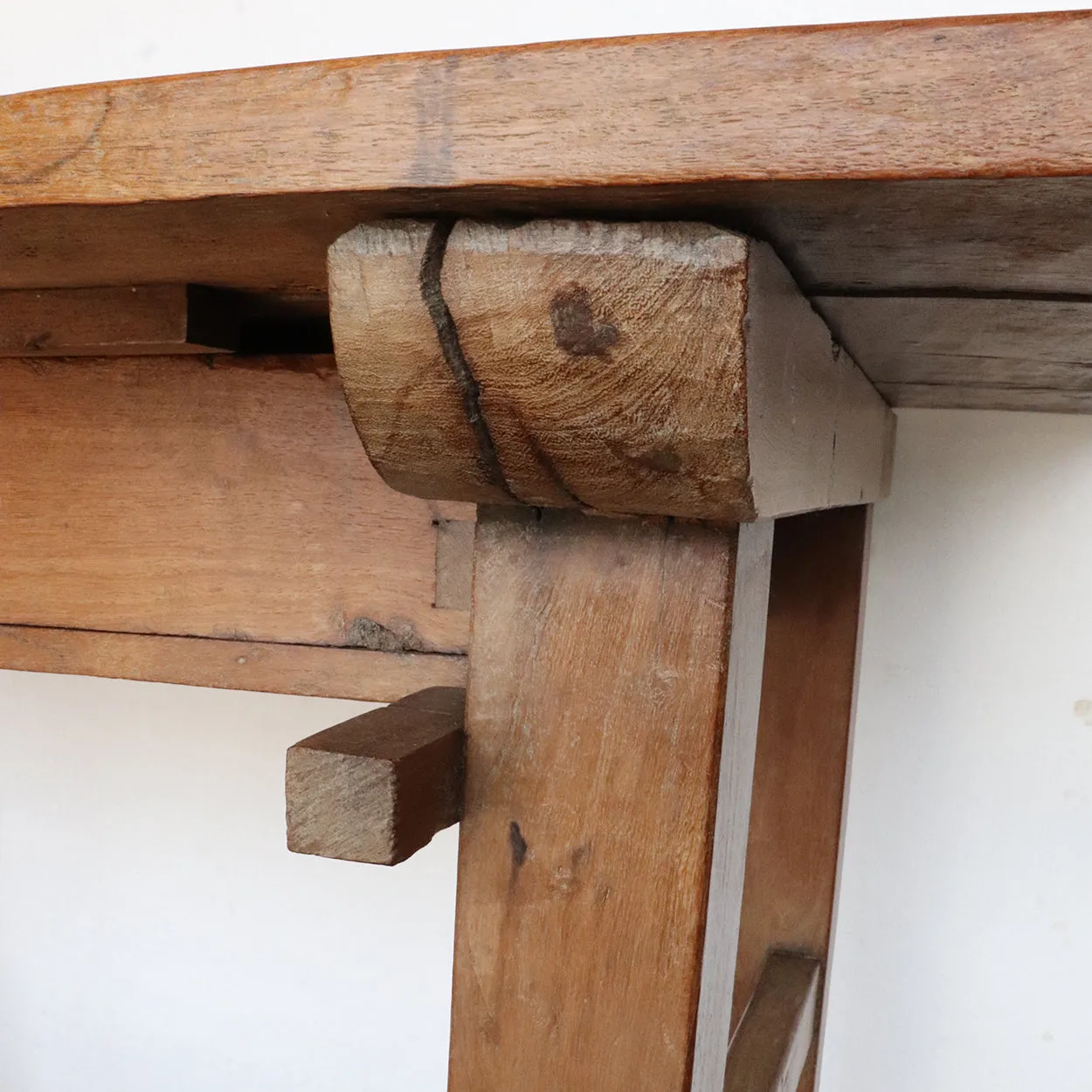 Early Mexican Mesquite One-Drawer Plank Top Work Table