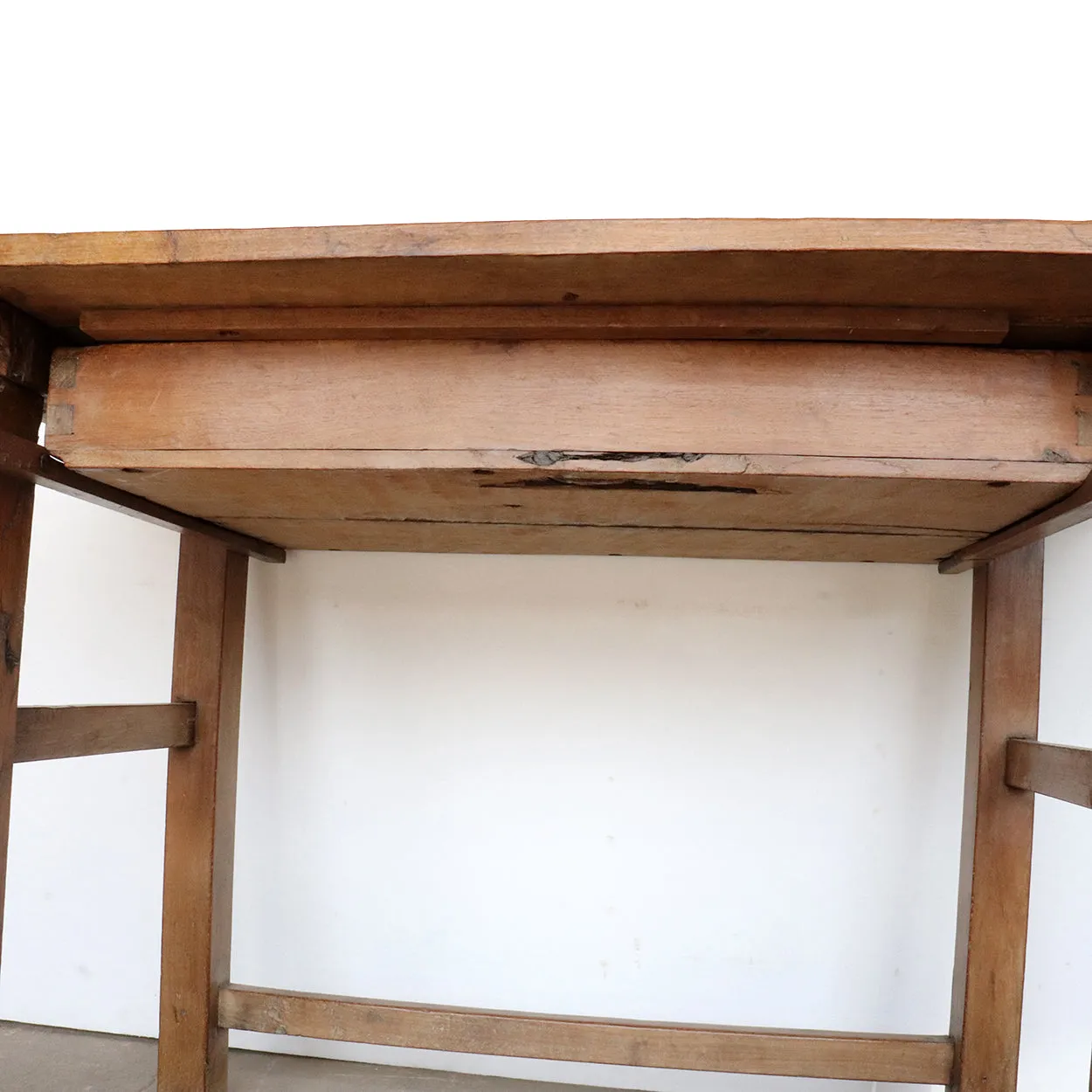 Early Mexican Mesquite One-Drawer Plank Top Work Table
