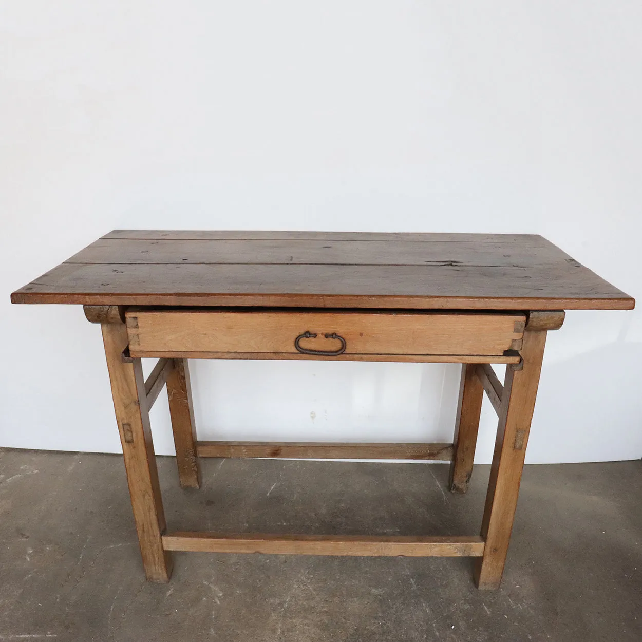 Early Mexican Mesquite One-Drawer Plank Top Work Table