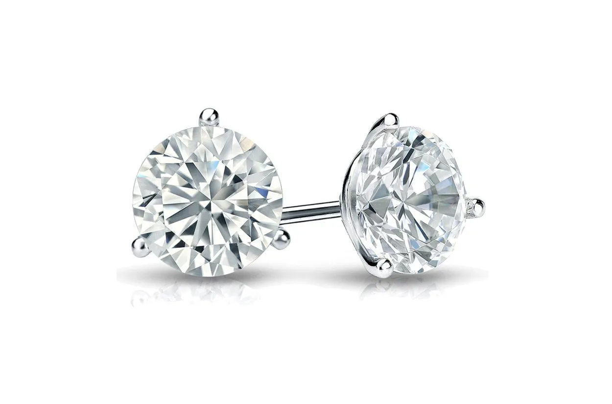 Earrings 1.10 cts Natural Round Diamonds H-VS2/SI2 Platinum Studs