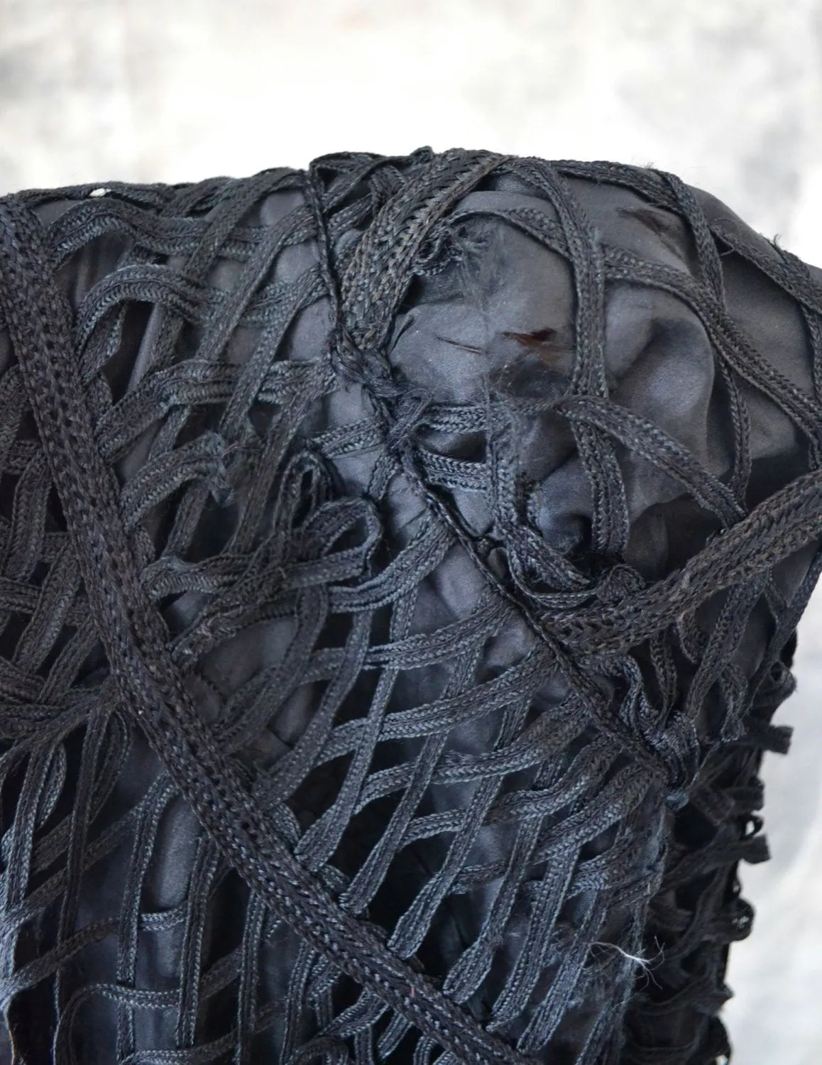 Edwardian Black Looped Ribbon Work Silk Jacket