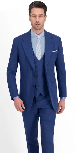 Egyptian Blue with Blue Check Short Suit