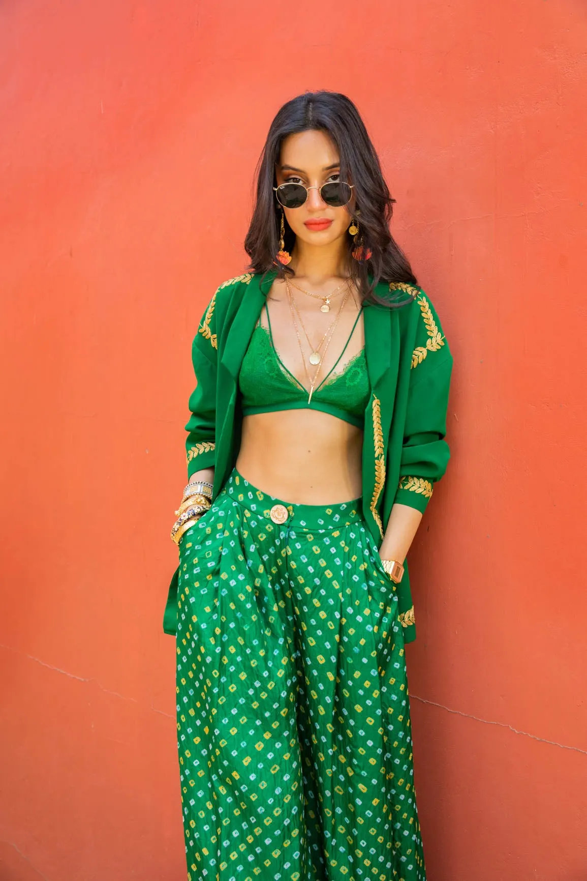 Emerald bandhini set