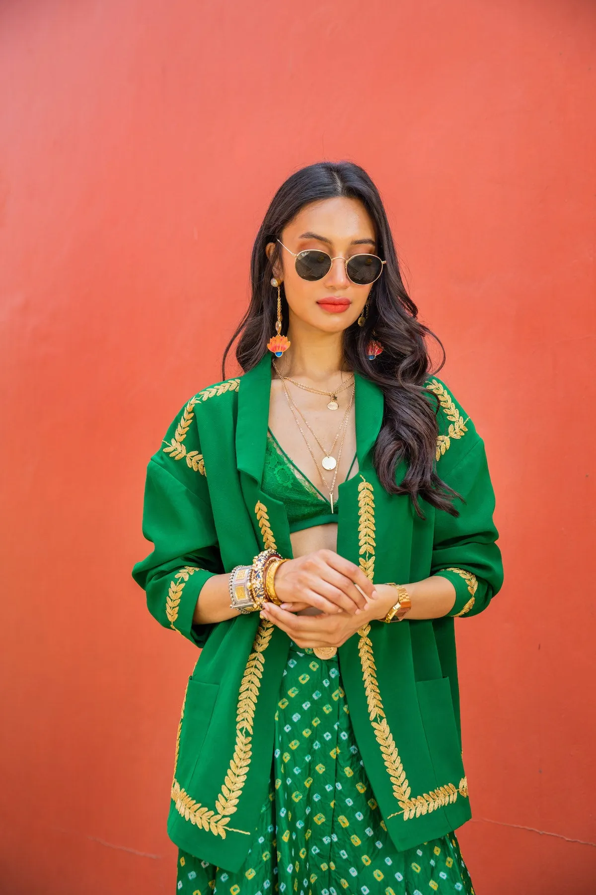 Emerald bandhini set
