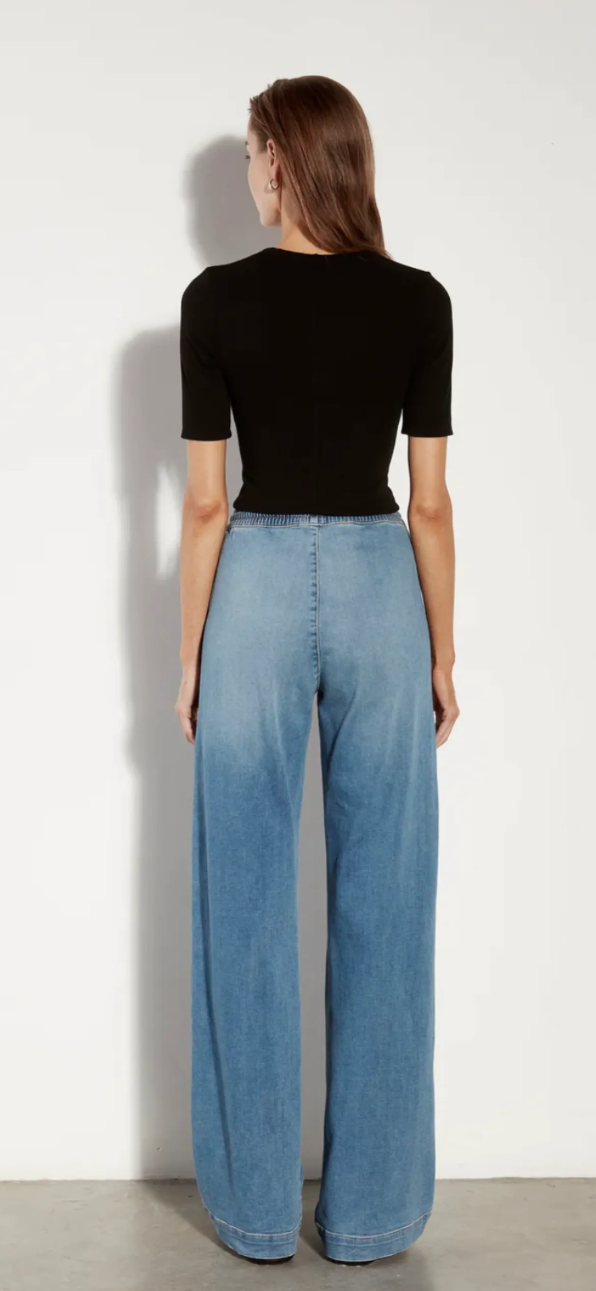ENZA COSTA-Stretch Silk Knit Half Sleeve U Black