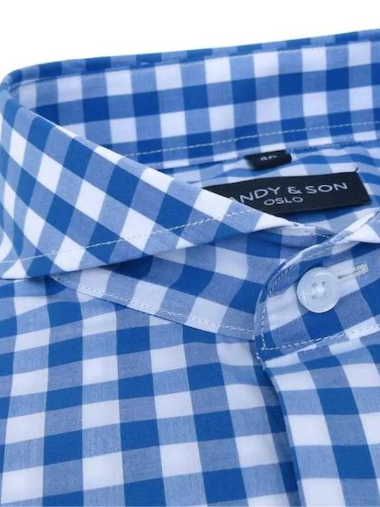 Extreme Cutaway Blue Big Gingham Shirt