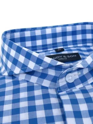 Extreme Cutaway Blue Big Gingham Shirt