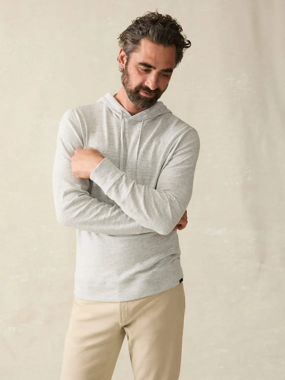 Faherty Men Sunwashed Slub Hoodie Light Grey Heather