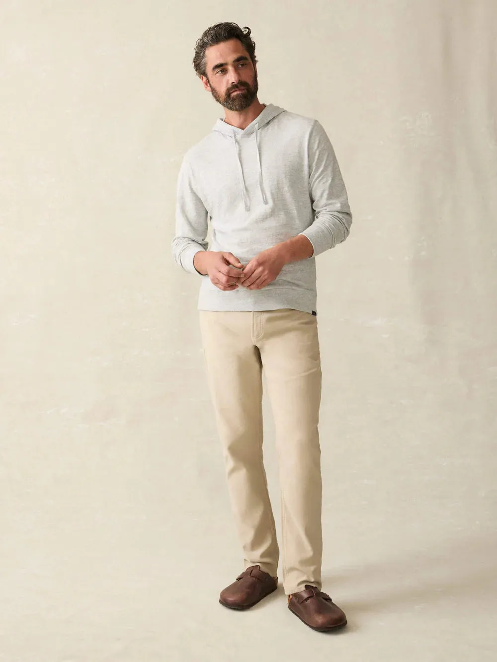 Faherty Men Sunwashed Slub Hoodie Light Grey Heather