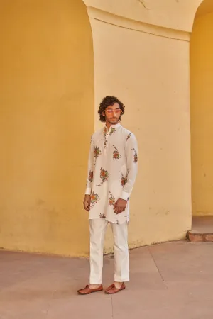 Fern Floral White Ganganagery Kurta