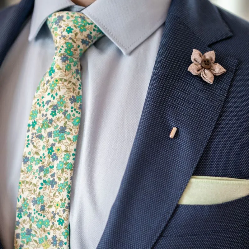 Floral Aqua Sea Blossoms Tie Set