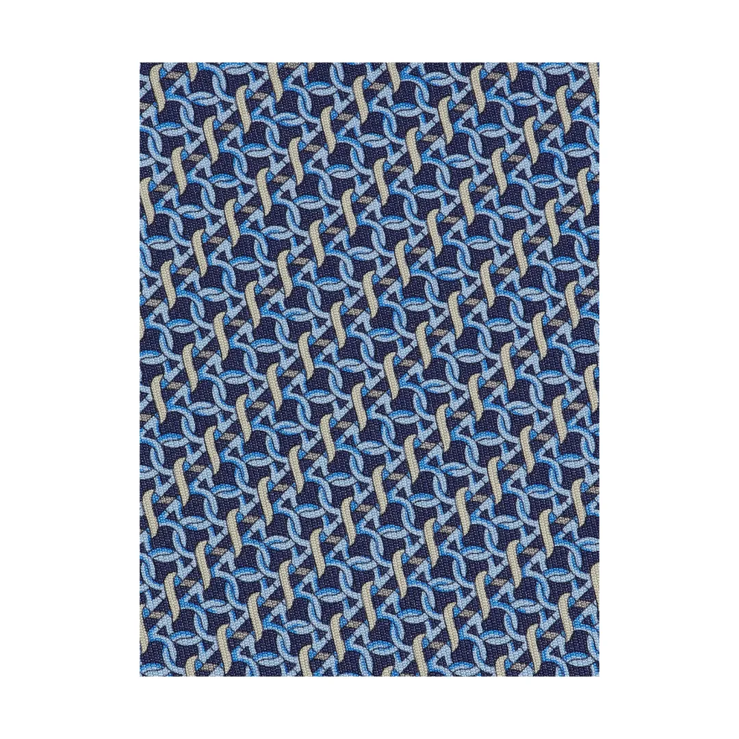 GANCINI PRINT SILK TIE BLUE