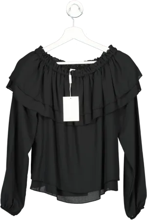 Gina Bacconi Black Ruffle Blouse UK S