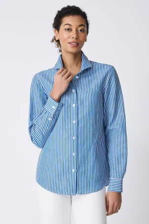 Ginna Box Pleat Shirt - Cabana Stripe Blue