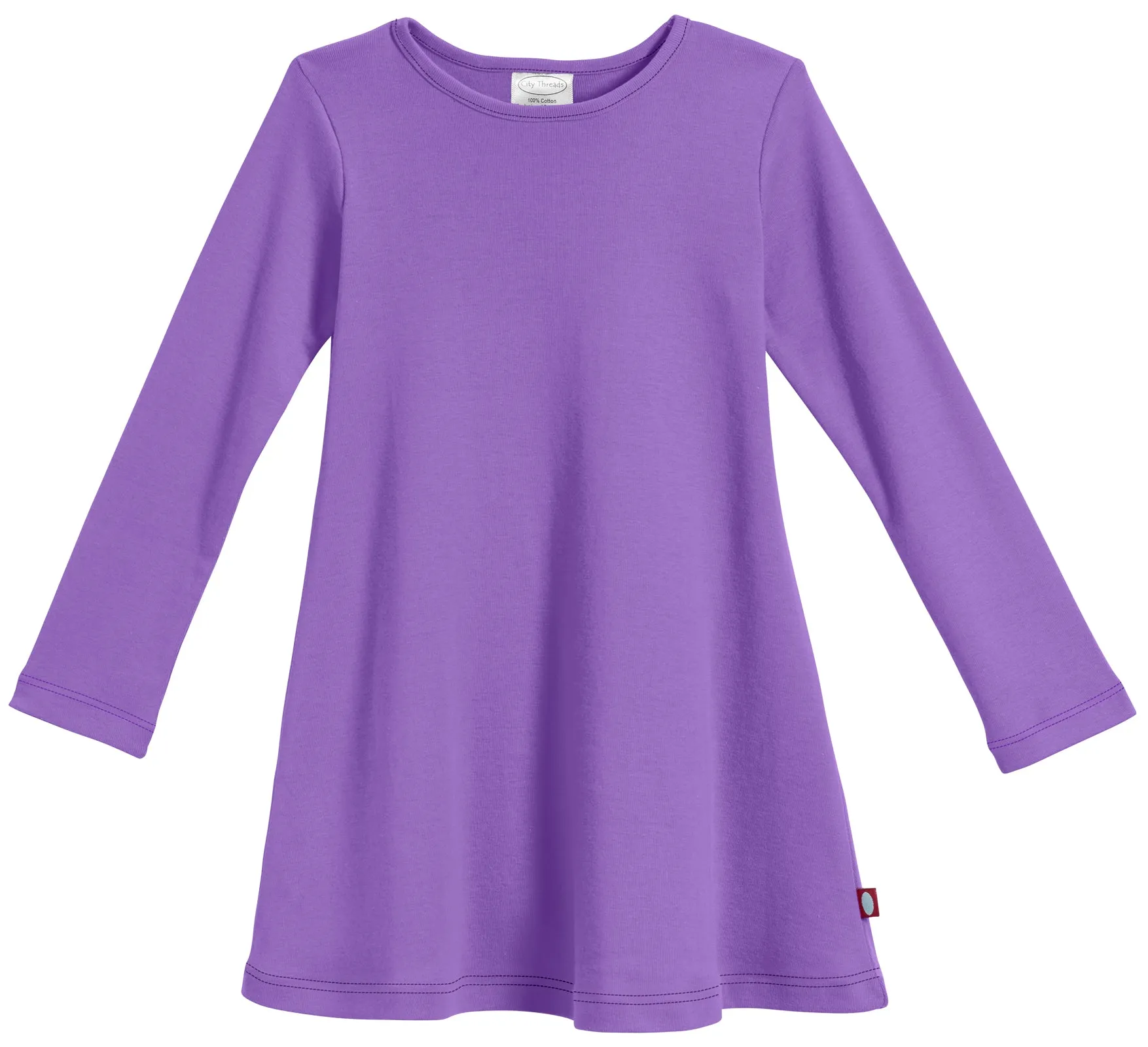 Girls Soft Cotton Long Sleeve Baby Rib Dress | Deep Purple