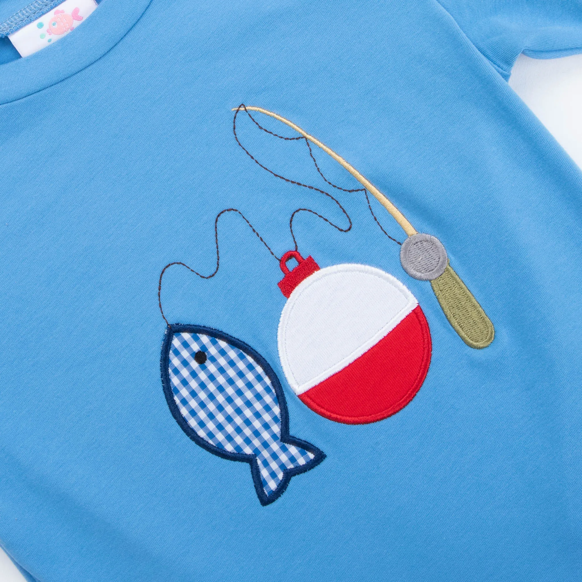 Gone Fishing Applique Shirt, Blue