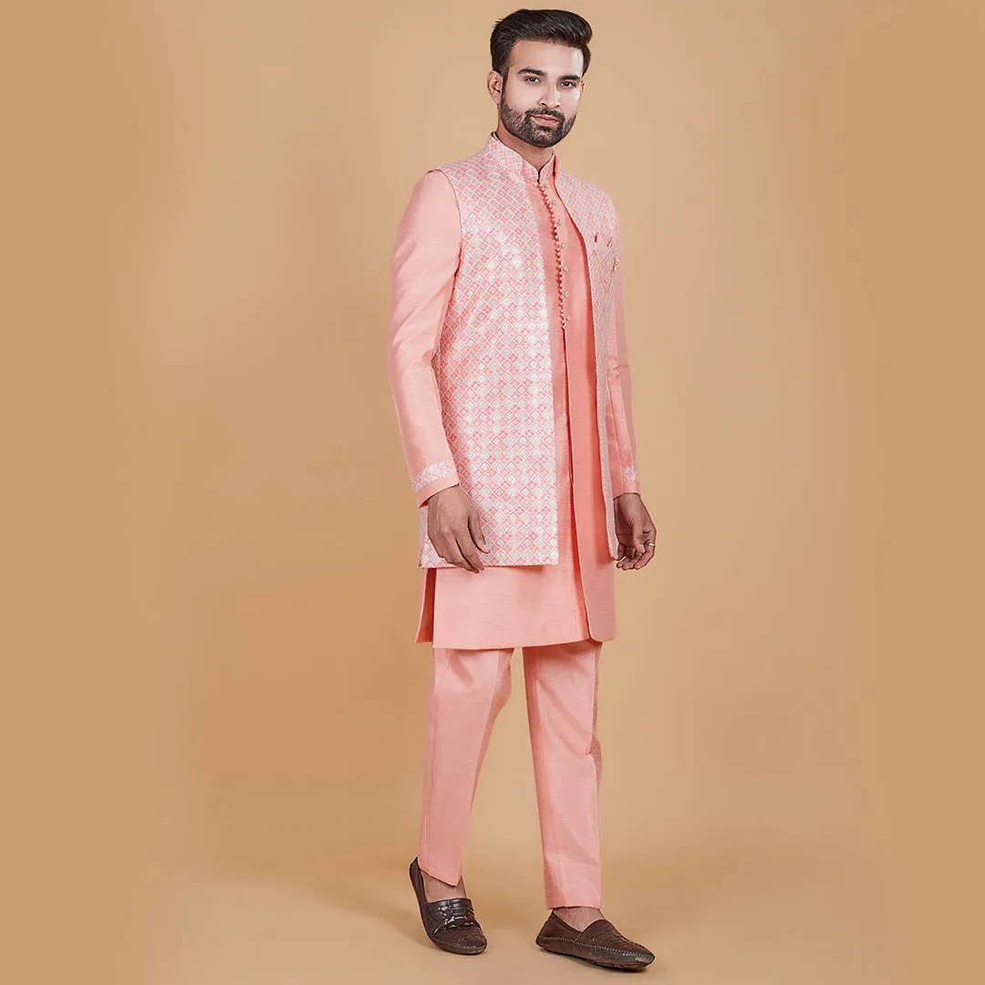 Grace Blushing  Pink Indo-Western Ensemble with Designer Jacket