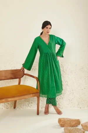 Green Embroidered Kurta Set
