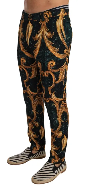 Green Gold Baroque Cotton Pants