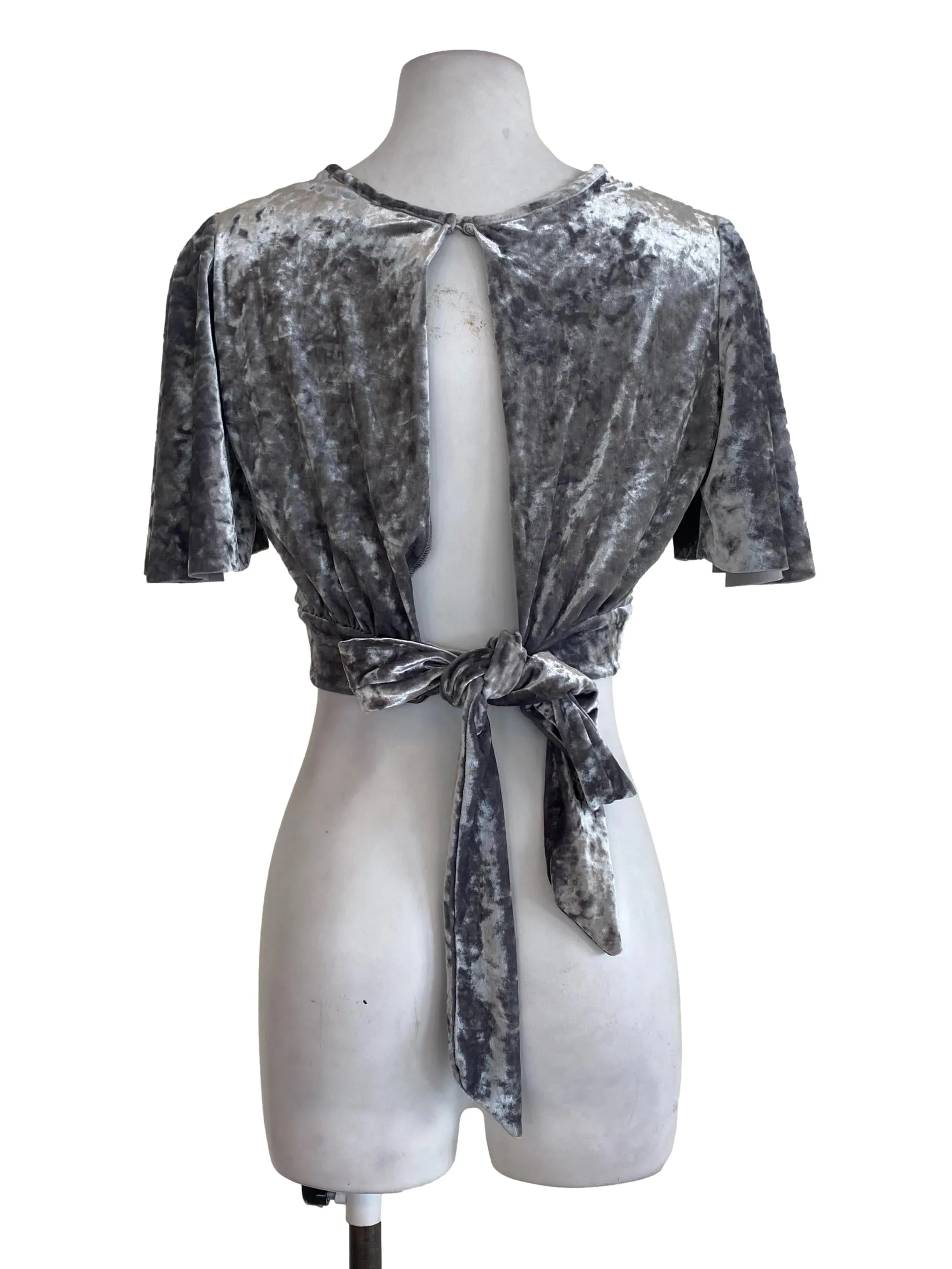 Grey Velvet Top