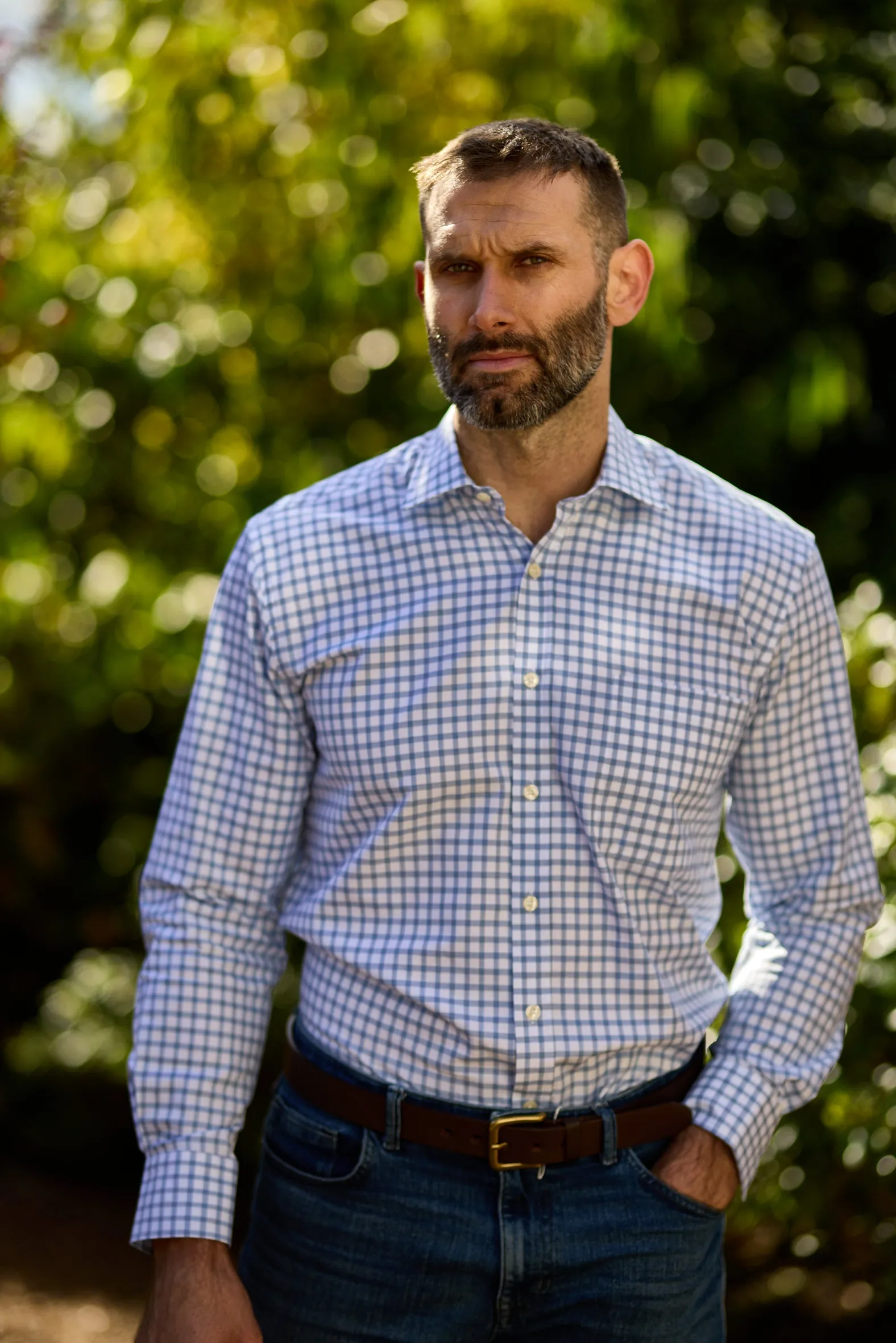 Gun Hill Mens Edgeware Check Shirt - Blue check
