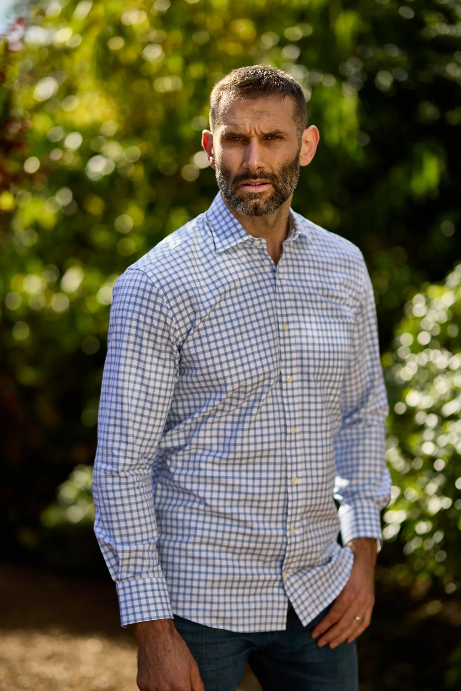 Gun Hill Mens Edgeware Check Shirt - Blue check