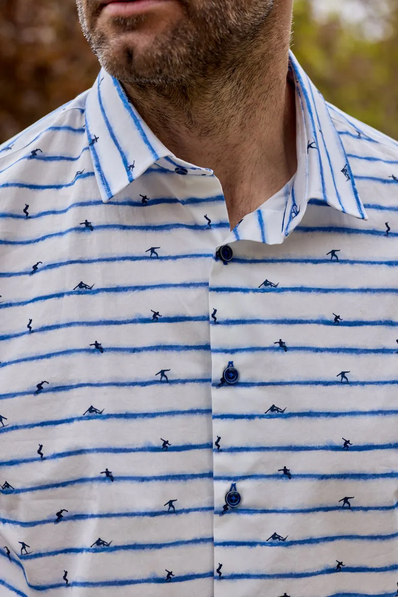 Gun Hill Mens Mojito Surf Shirt - White/blue