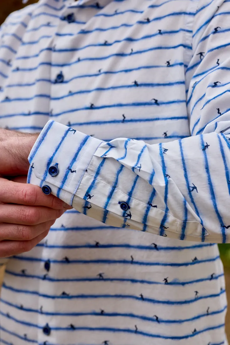 Gun Hill Mens Mojito Surf Shirt - White/blue