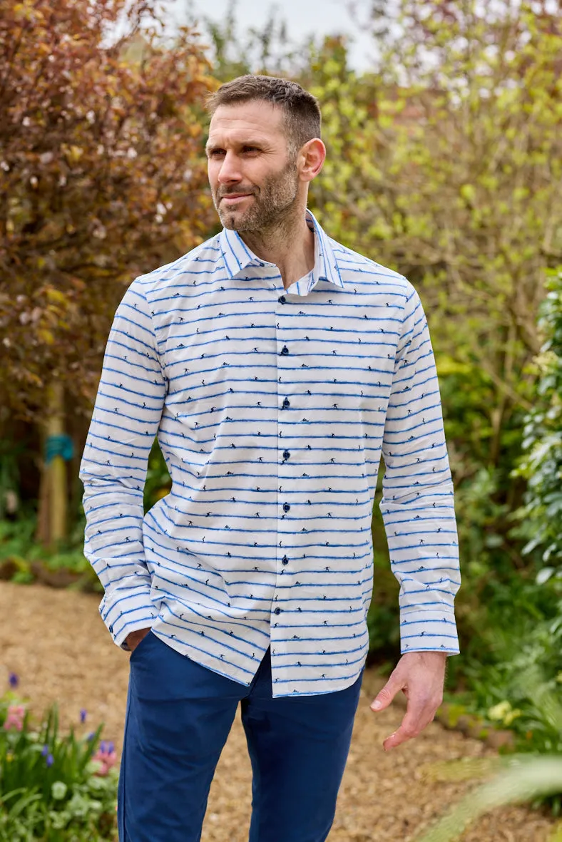 Gun Hill Mens Mojito Surf Shirt - White/blue