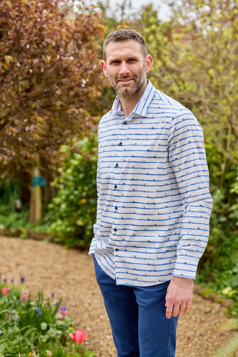 Gun Hill Mens Mojito Surf Shirt - White/blue