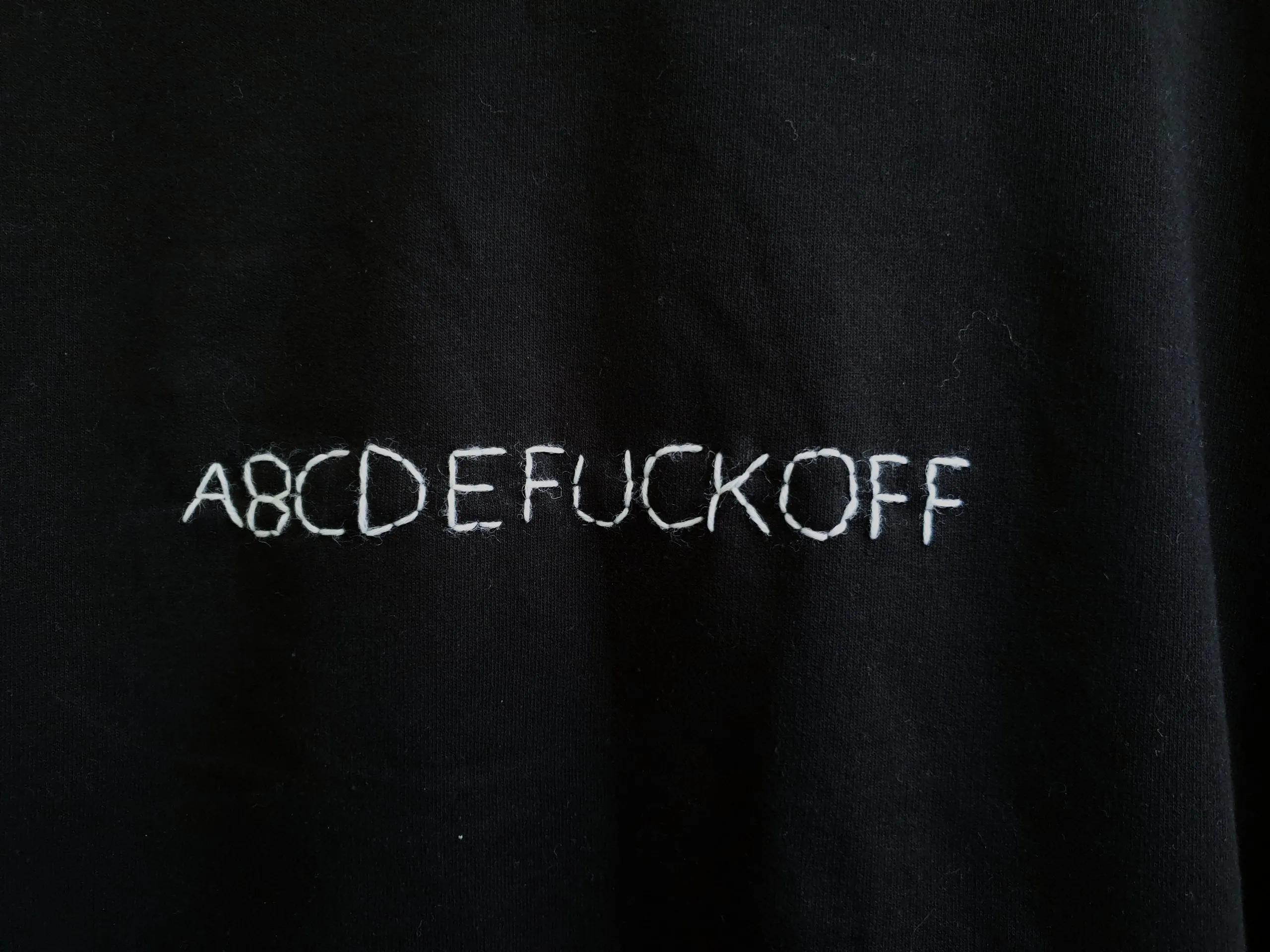 Hand Embroidered Fuck off Hoodie