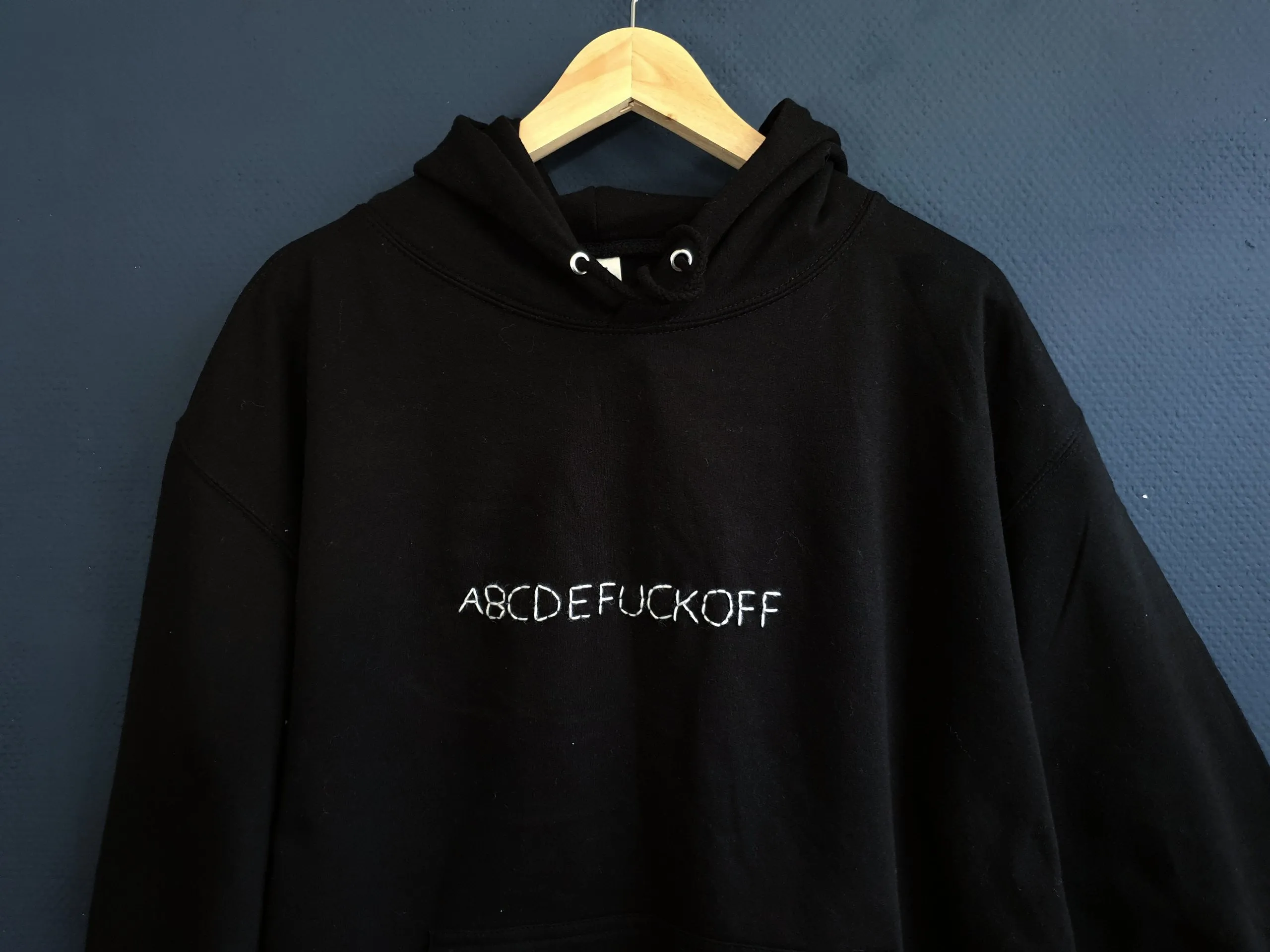 Hand Embroidered Fuck off Hoodie