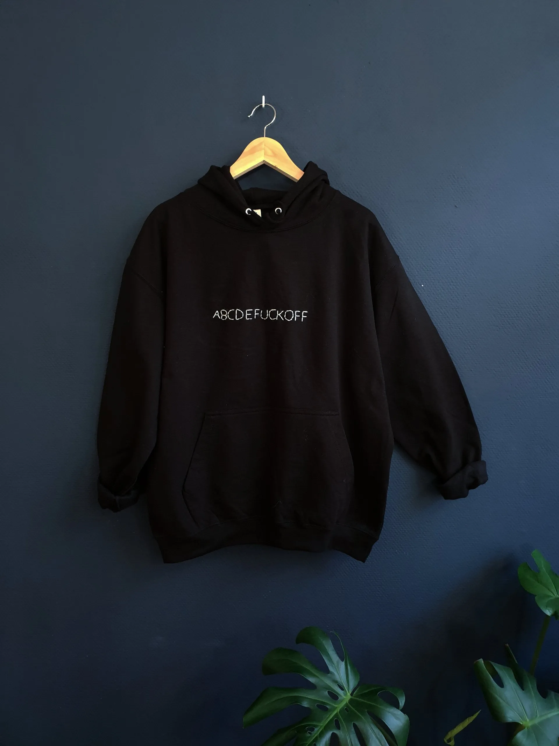 Hand Embroidered Fuck off Hoodie