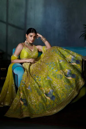 HEA PICHHWAI LEHENGA SET – LIME