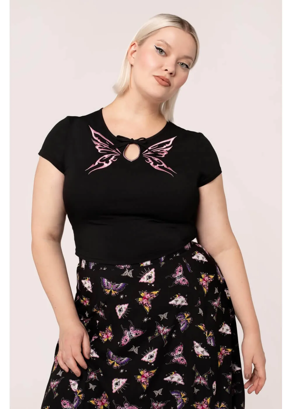 Hell Bunny Kocho Butterfly Top Black