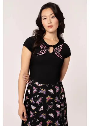Hell Bunny Kocho Butterfly Top Black