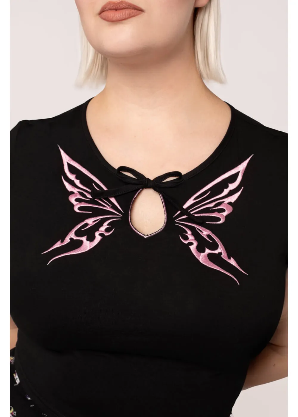 Hell Bunny Kocho Butterfly Top Black
