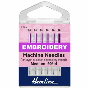 Hemline Embroidery Machine Needles - Medium - 90/14